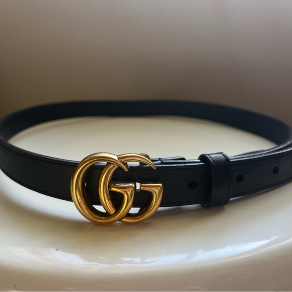GG MARMONT THIN LEATHER BELT WITH SHINY BUCKLE (75) - Picture 1 of 3